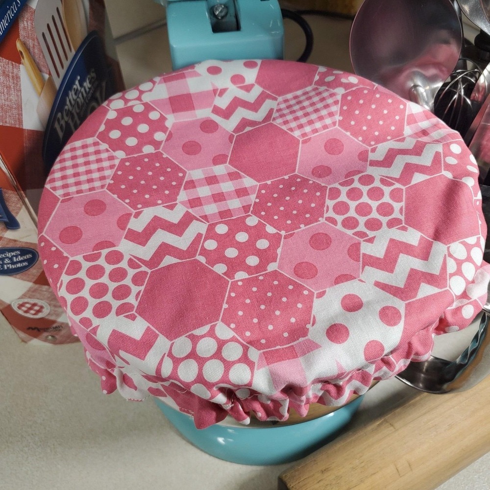 Pink Geometric Honeycomb / Easter Bunny KitchenAid Mixer Mixing Bowl Cover Decor